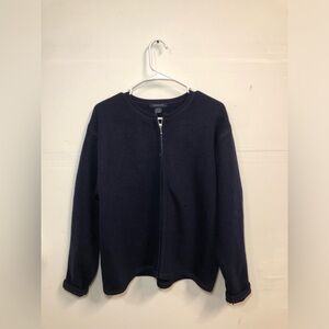 Eagle’s Eye Navy Blue Wool Zip Up Sweater Women’s Size Large